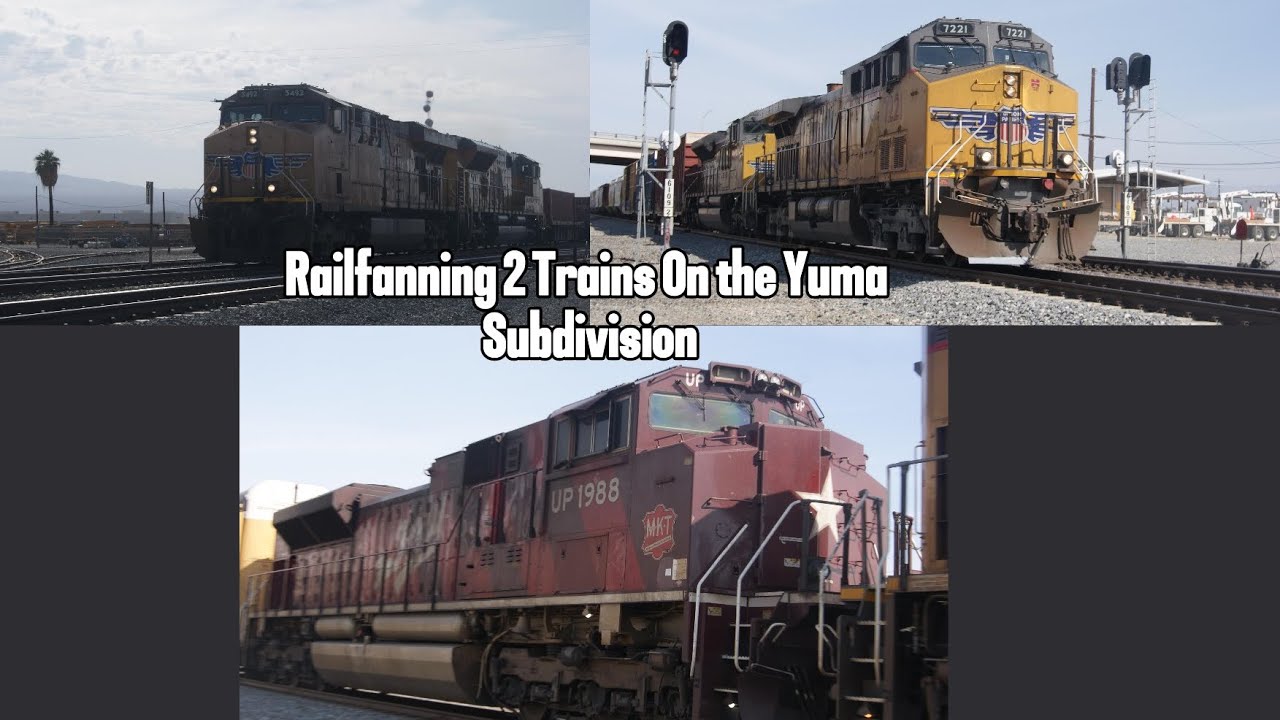 Railfanning 2 Trains On the Yuma Subdivision with UP 1988 trailing Mid DPU.