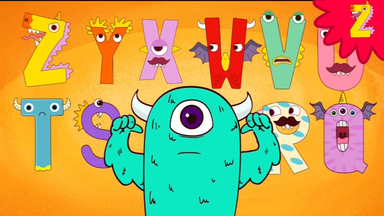 Алфавитная песня в обратном направлении 'Monster CBA' (Tebahpla 4) l Звуки для детей l ZooZooSong
