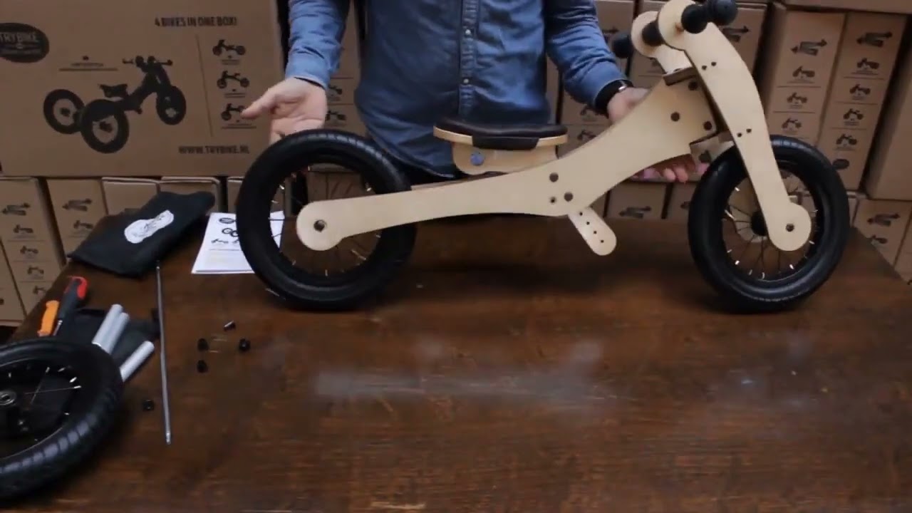 Bici in Legno Senza Pedali - Include Terza Ruota per Convertirla in Triciclo!