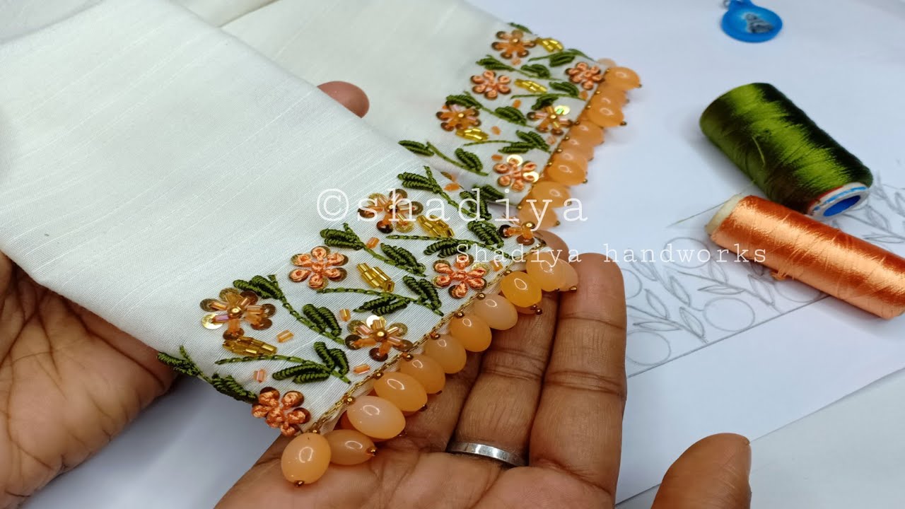 Unique embroidery sleeve design with hangings|beautiful hand embroidery sleeve design