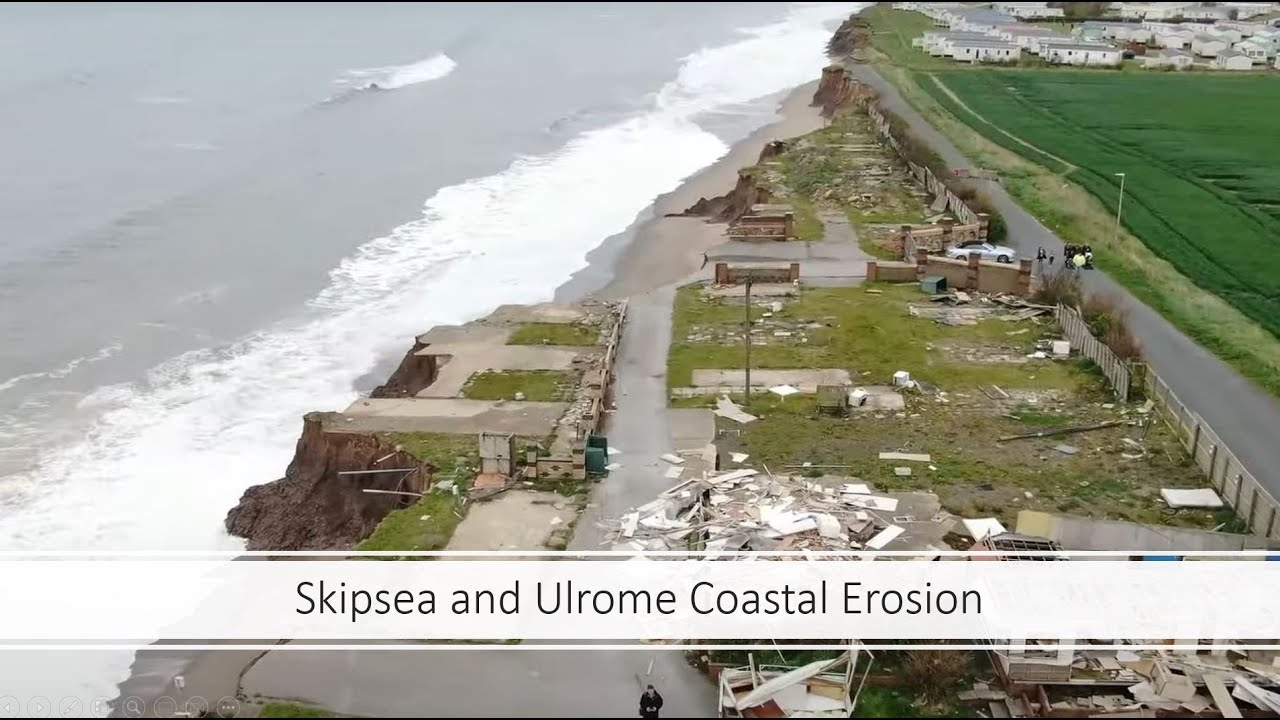 Skipsea and Ulrome Coastal erosion by drone   East coast  - Derelict campsite