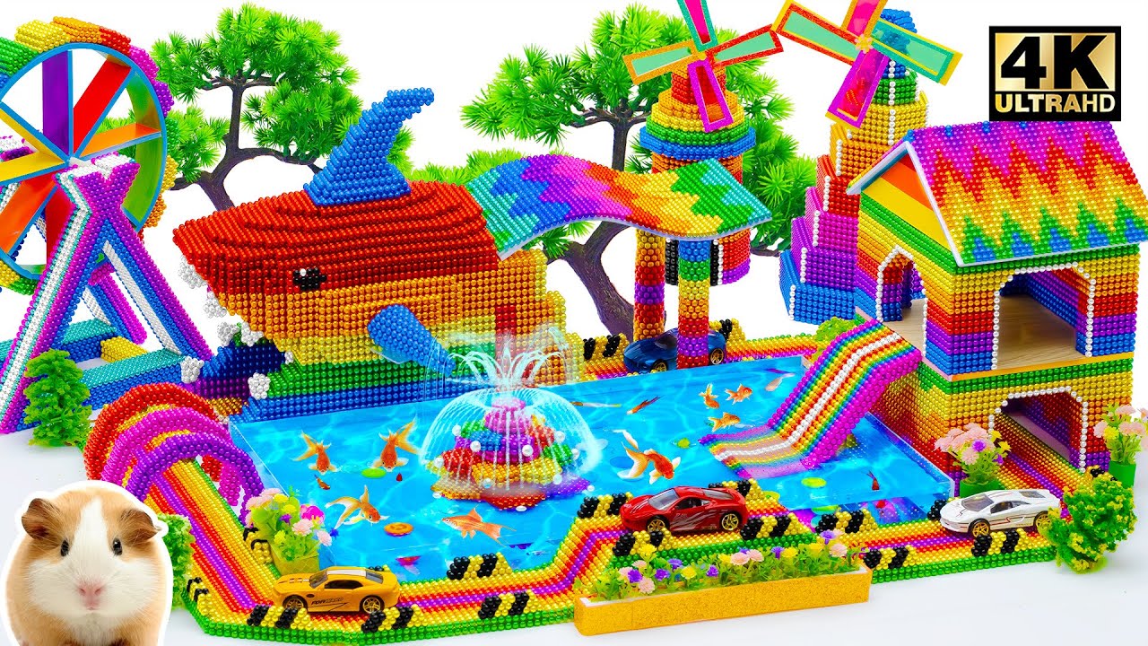 How To Build Miniature Race Track Around The Aquarium For Hamster From LEGO, Magnetic Balls