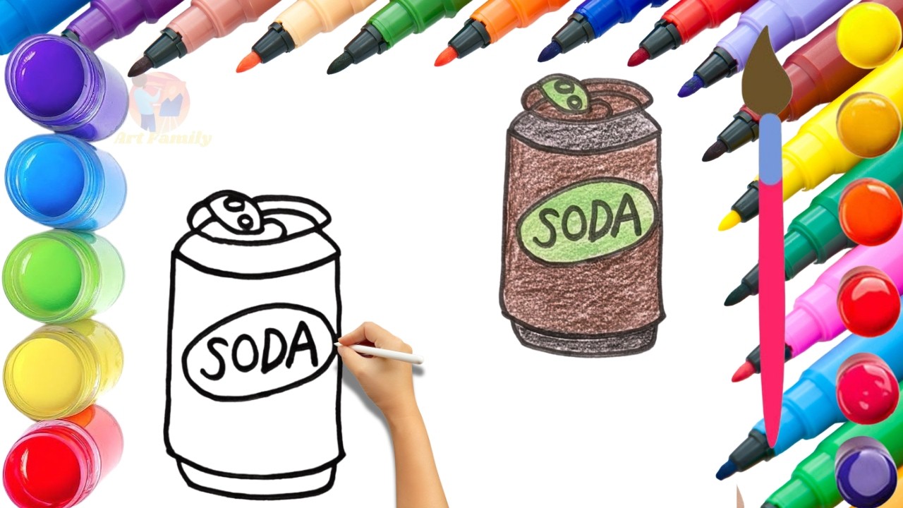 How To Draw cute Soda Drawing, Painting & Coloring For Kids and Toddlers_ Child Art 🐋🌈🎨