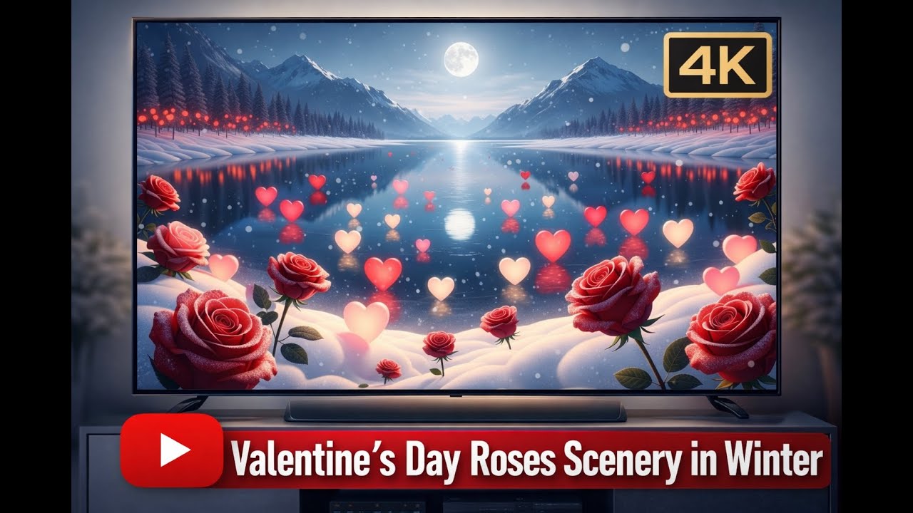 Valentine's Day Roses Scenery in Winter 4K TV