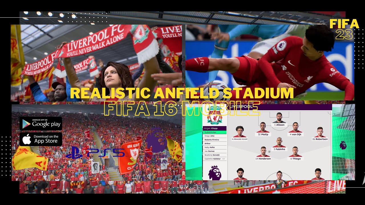 FIFA 16 MOBILE ‼️ REALISTIC ANFIELD STADIUM ‼️ LIVERPOOL Vs CRYSTAL PALACE || SMOOTH GAMEPLAY