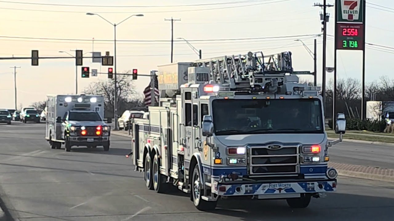 Fort Worth Fire Department: Quint 13, Brush 13, and Medic 87 responding 2 passes