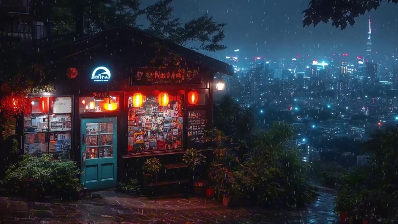 Cozy Rainy Night in a Hidden Japanese Alley | Warm Lantern Lo-fi for Study, Sleep & Relax | 4K