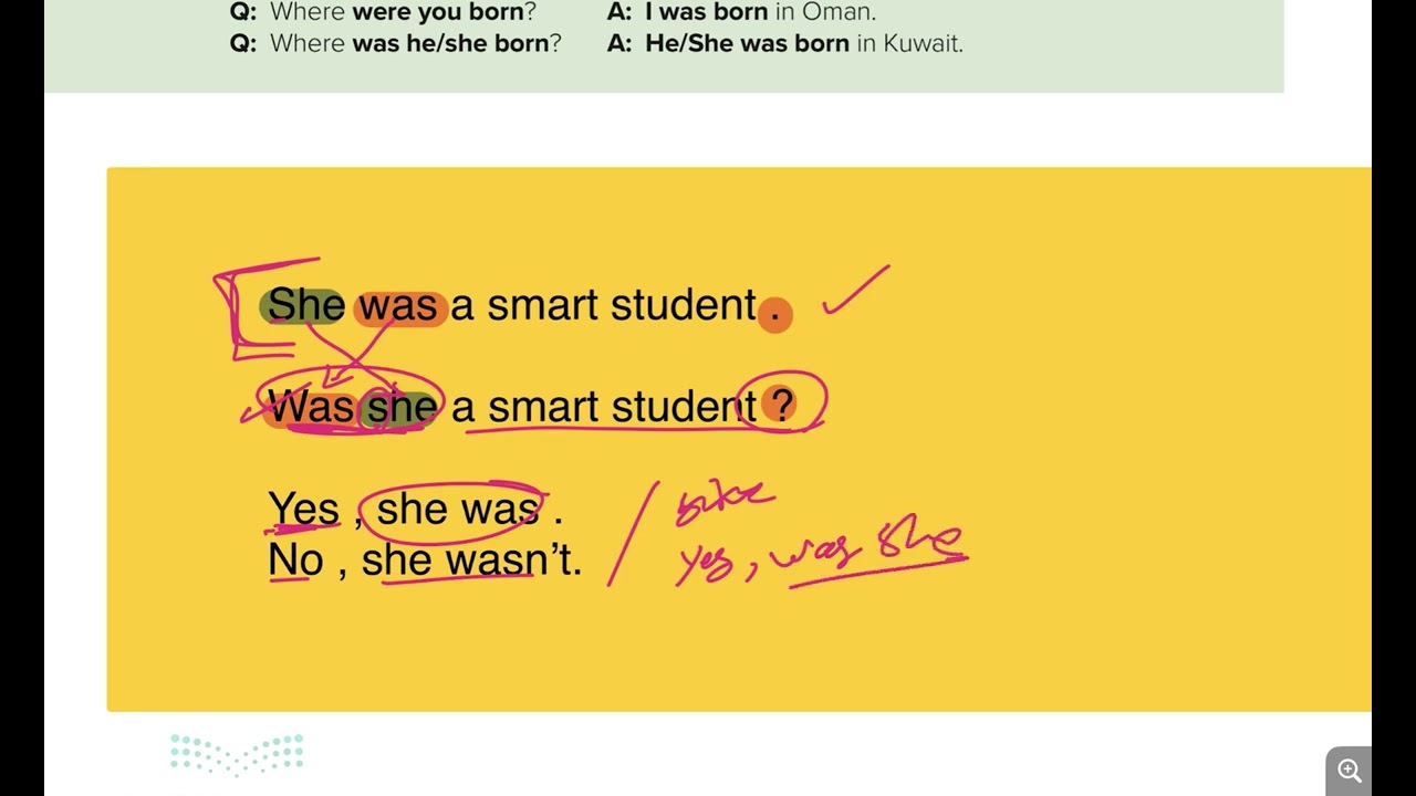 اولى متوسط قاعدة (Simple Past Tense : be) صفحة 134