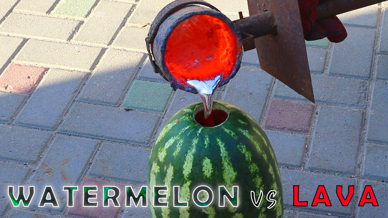 Molten Aluminum vs Watermelon . Lava vs Watermelon