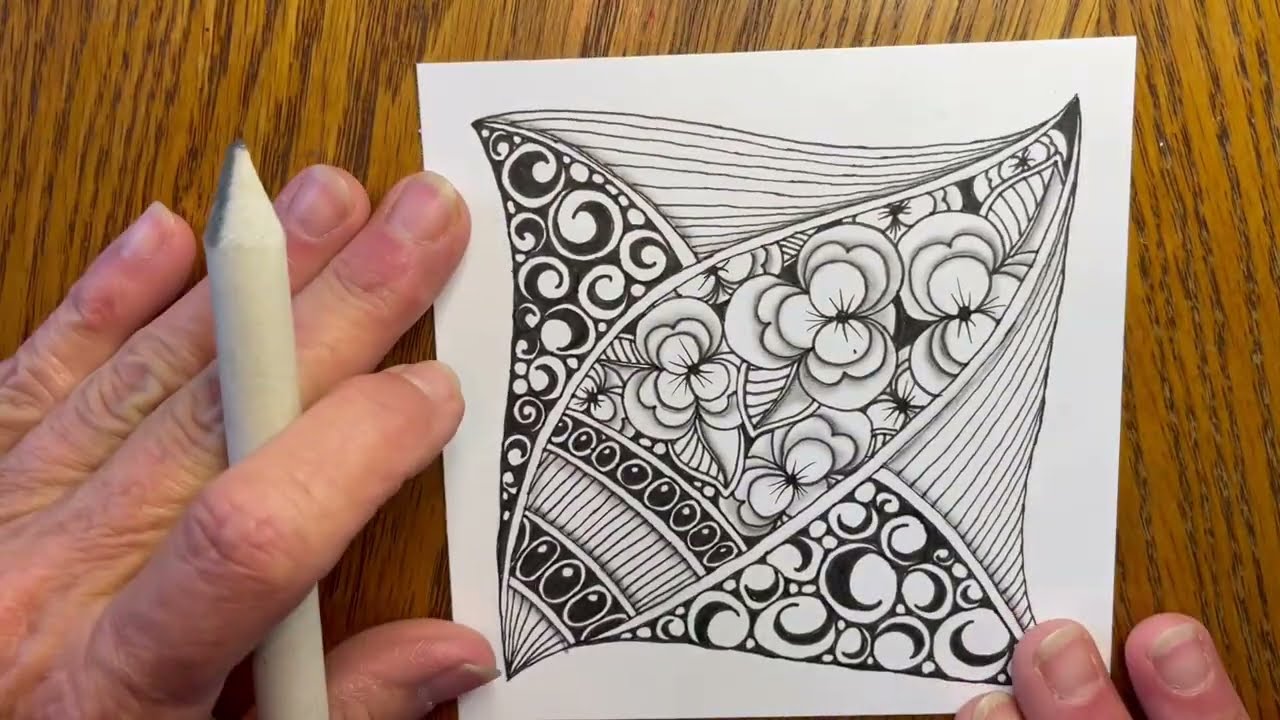 Pansy Tangle by Trina - Doodle with Me #14 Time-Lapse - Zentangle ® Inspired Doodle Flowers