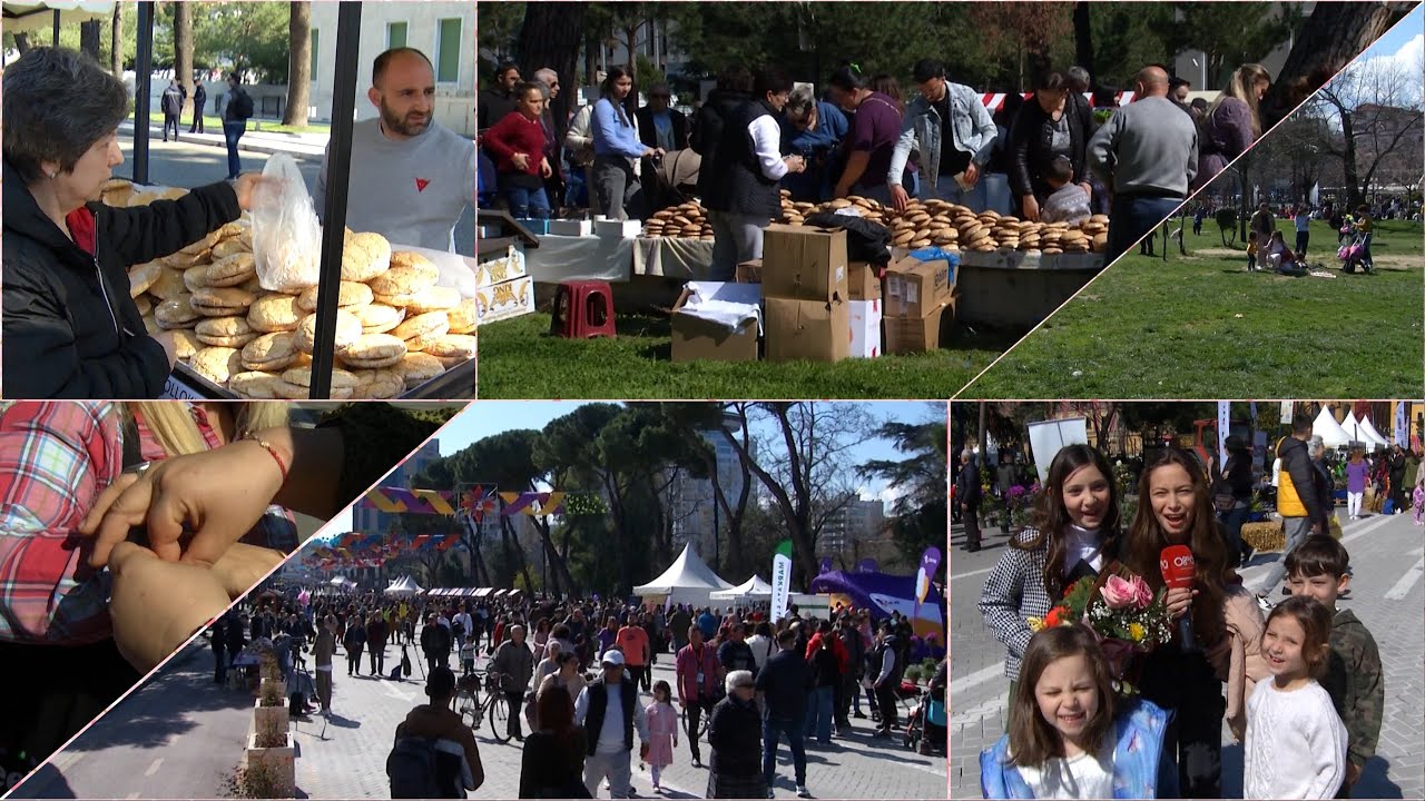 Fest&euml; e ballokume n&euml; Tiran&euml;/ Qytetar&euml; t&euml; shumt&euml; g&euml;zojn&euml; me simbolet karakteristike t&euml; Dit&euml;s s&euml; Ver&euml;s