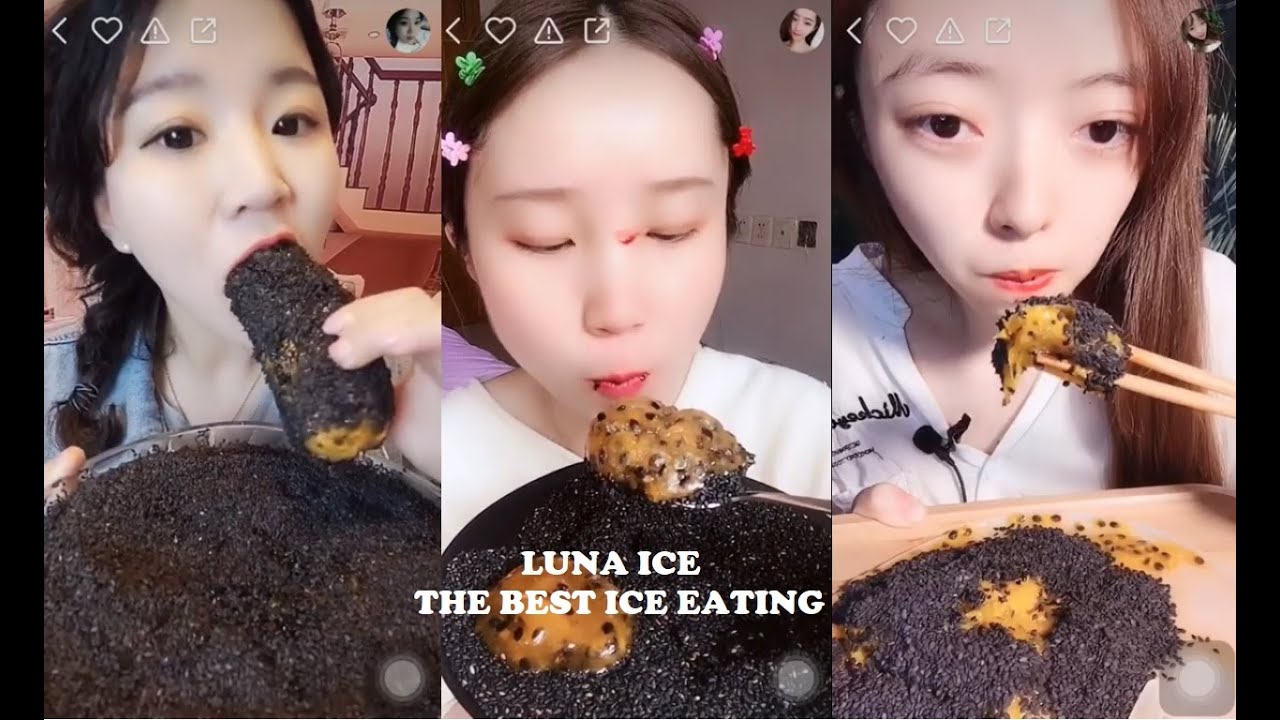 FROZEN PASSION FRUIT WITH SESAME SEEDS VERY CRUNCHY!!! || #ICEEATING #ASMR #CRUNCHYICE