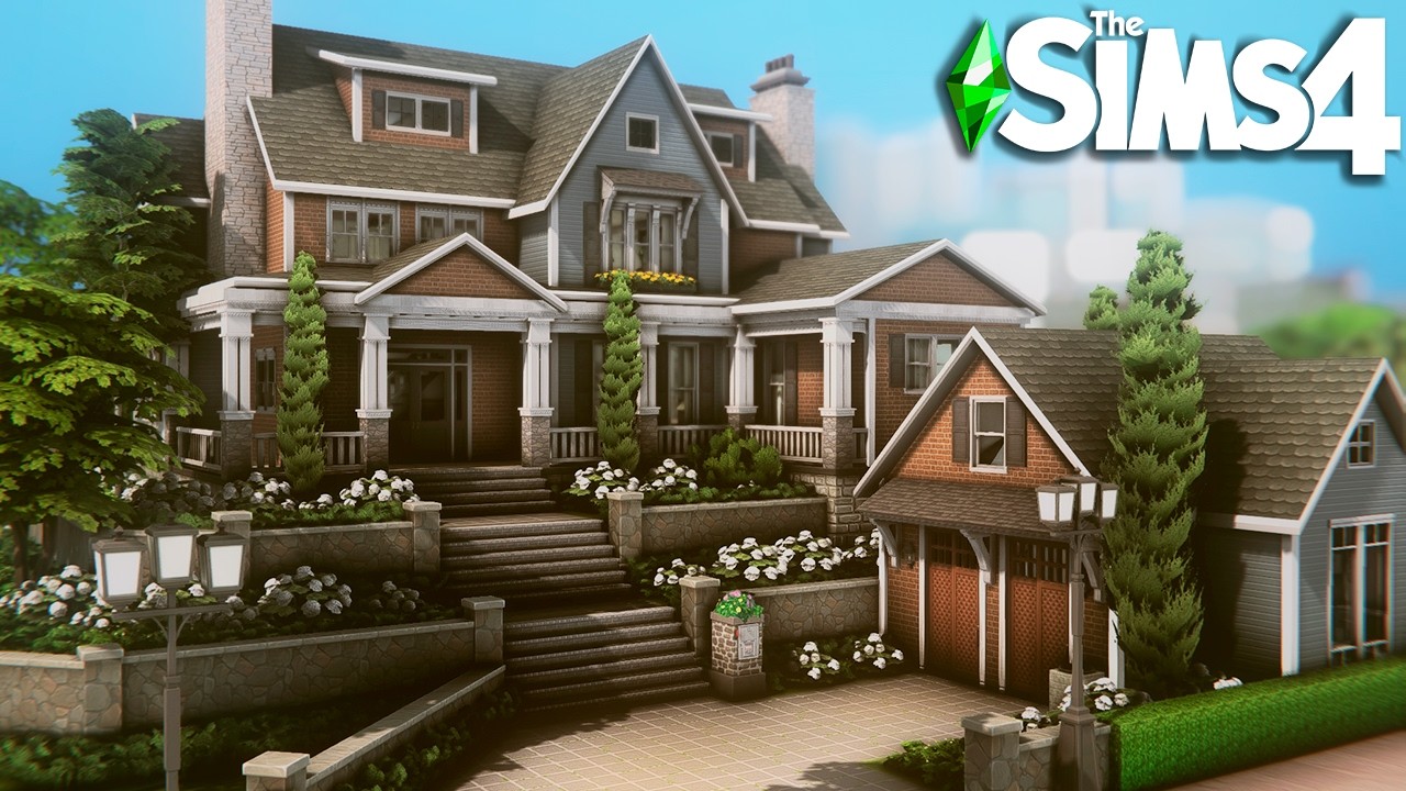 FAMILY HOUSE WITH ELEVATED GARDEN (NO CC) - The Sims 4 Relaxing Speed Build