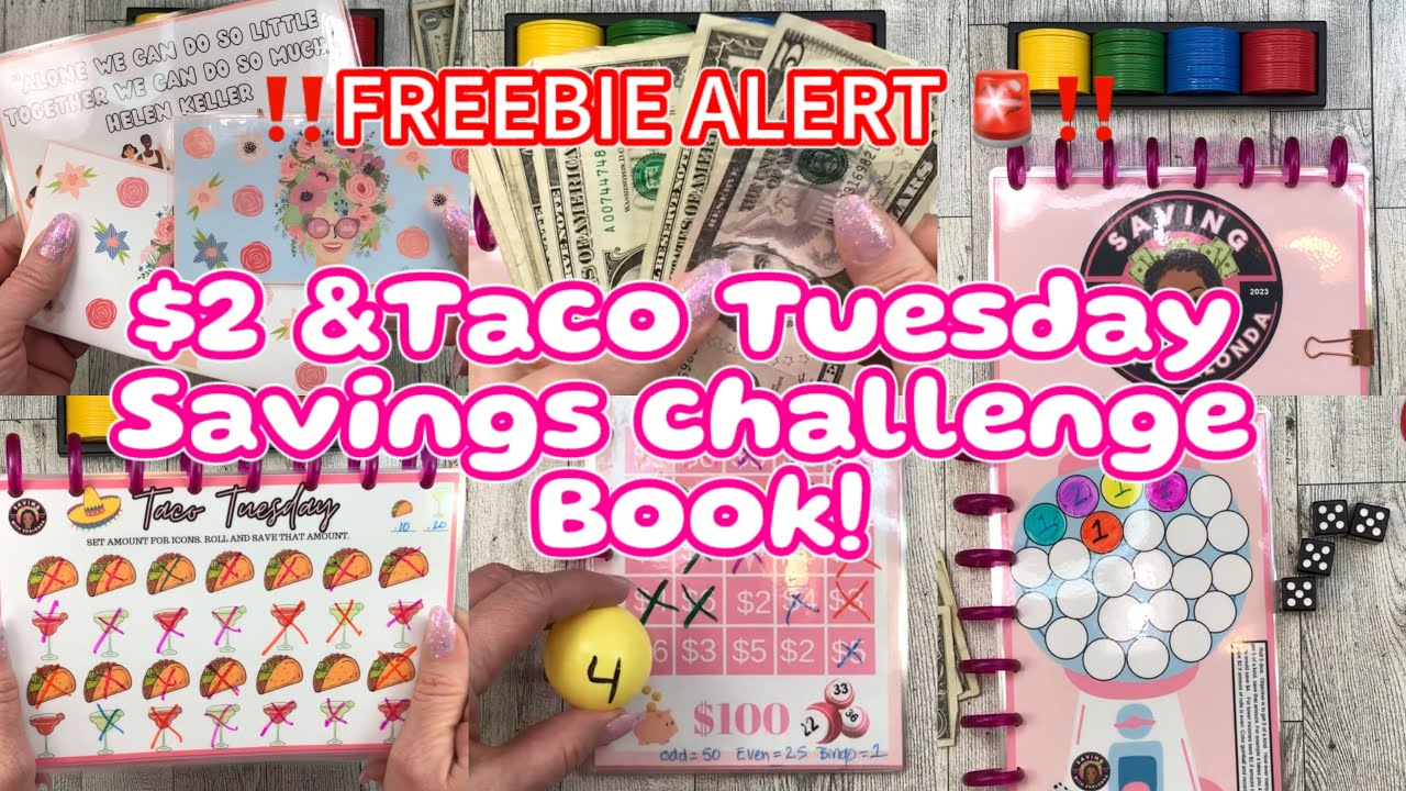 SAVINGS CHALLENGES $2 Dollar Taco Tuesday ‼️NEW FREEBIE ALERT 🚨‼️cash stuffing for sinking funds