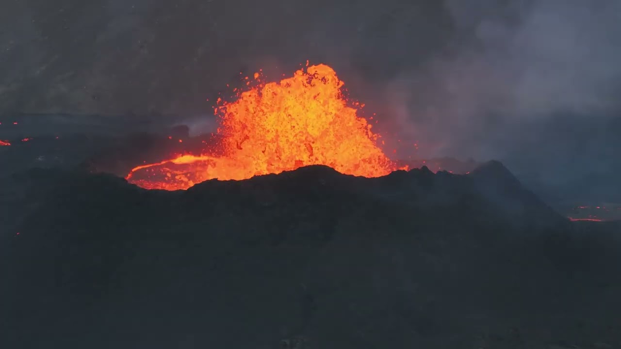Iceland Volcano Eruption Flowing Lava DJI Mavic 3 Drone Pro Cine 4K Video Elliot Mcgucken Fine Art