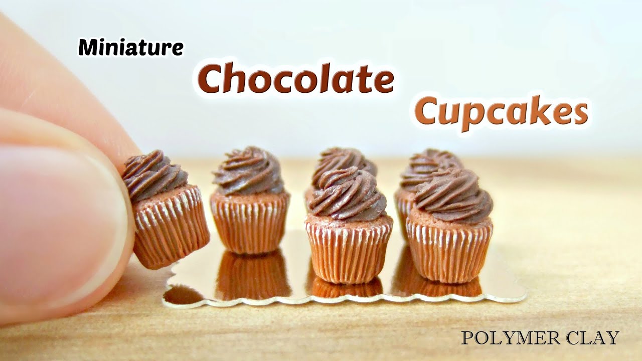 Miniature Simple Chocolate Cupcakes - Polymer Clay Tutorial