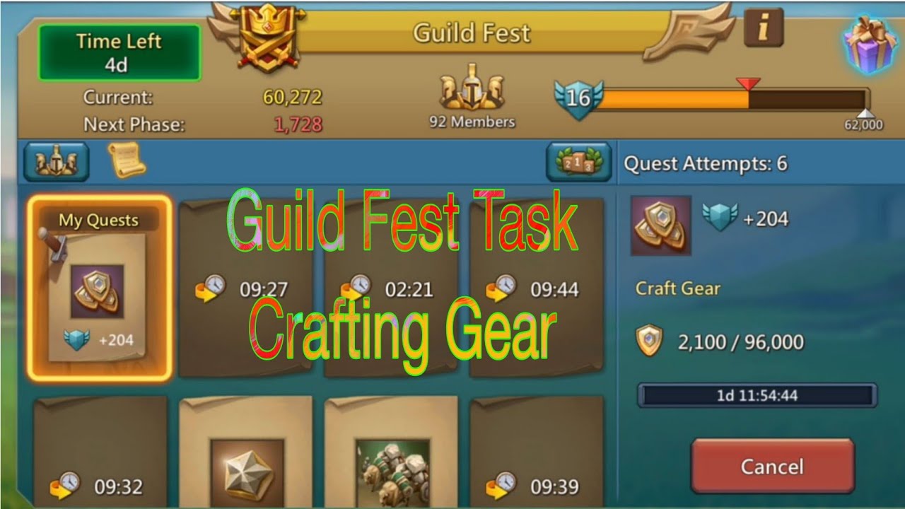 Guild Fest Task Crafting Gear