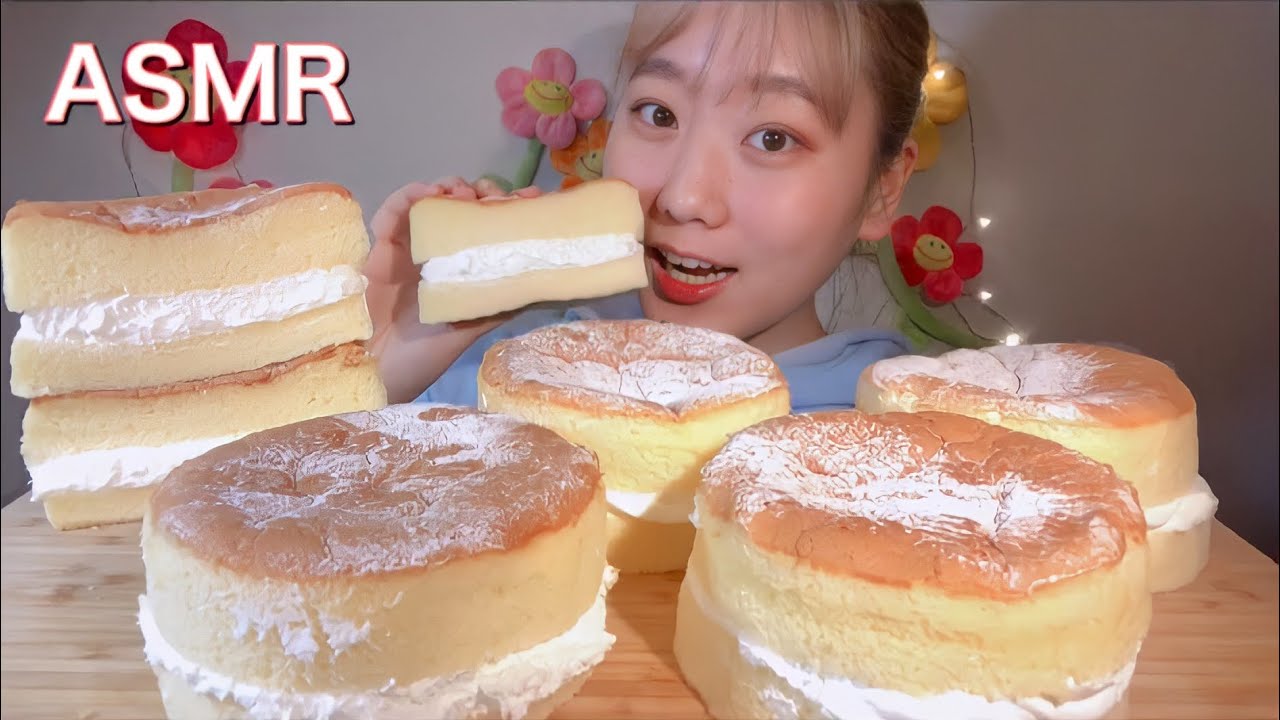 ASMR ふわふわ台湾風カステラ Taiwan Castella 카스테라【咀嚼音/大食い/Mukbang/Eating Sounds】