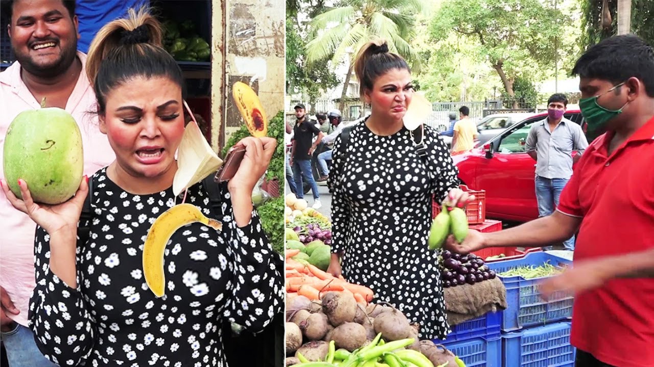 Rakhi Sawant Double Meaning Jokes & Masti With Sabjiwala At Lokhandwala Market Road