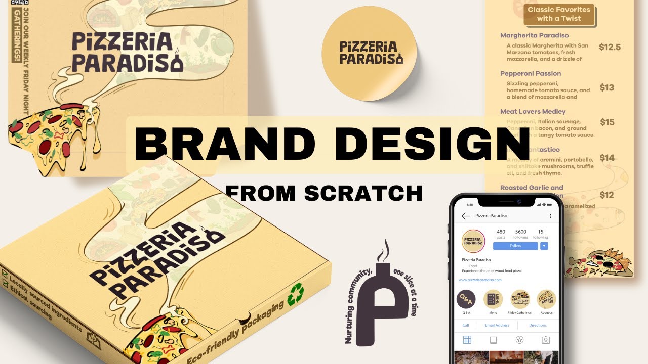 Design a pizza brand with me! [FULL BRANDING PROCESS]