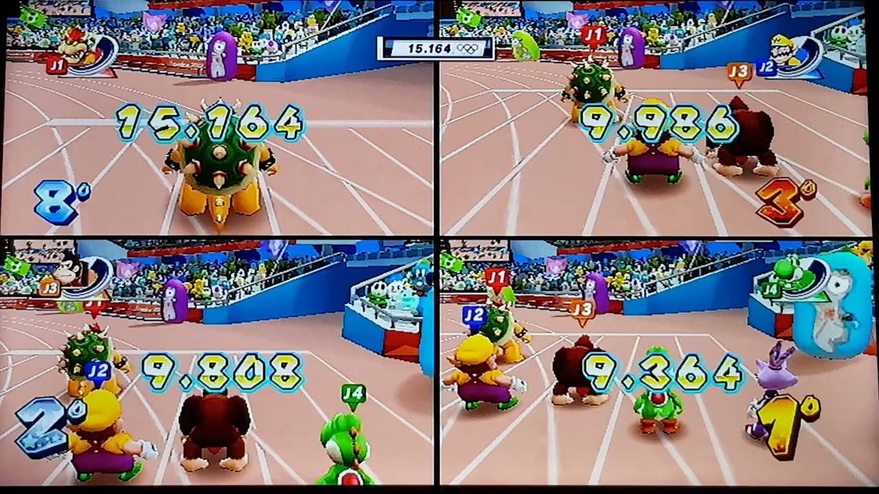 Mario & Sonic London 2012 100m Sprint #45 (Yoshi Vs Wario Vs Donkey Kong) + Bowser Loses 