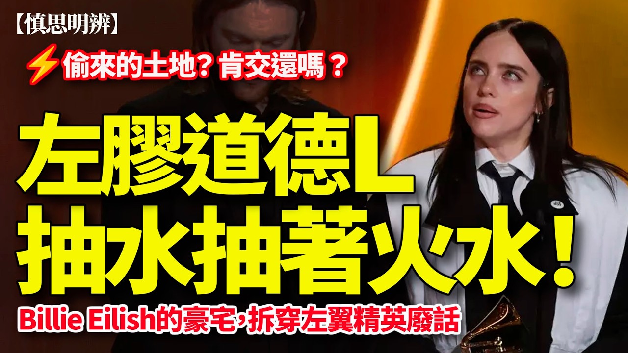 左膠道德L！抽水抽著火水｜Billie Eilish 豪宅事件，口號即時回力鏢｜2026-02-08