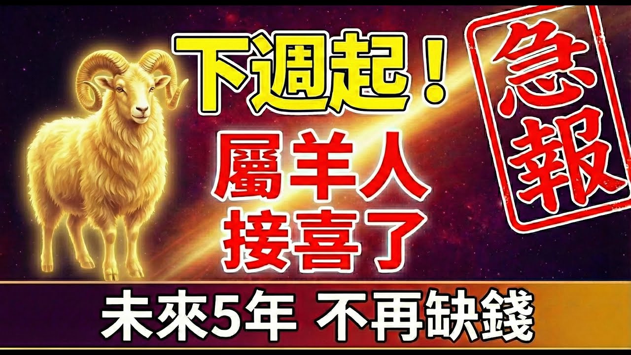 急報！屬羊的人下週起將有一件「天大的喜事」降臨，接住這份福氣，未來5年不愁錢！#屬羊2026運勢 #2026生肖羊運勢 #生肖羊 #財運 #招財 #貴人運 #屬羊 #偏財運 #翻身 #风水 #改運