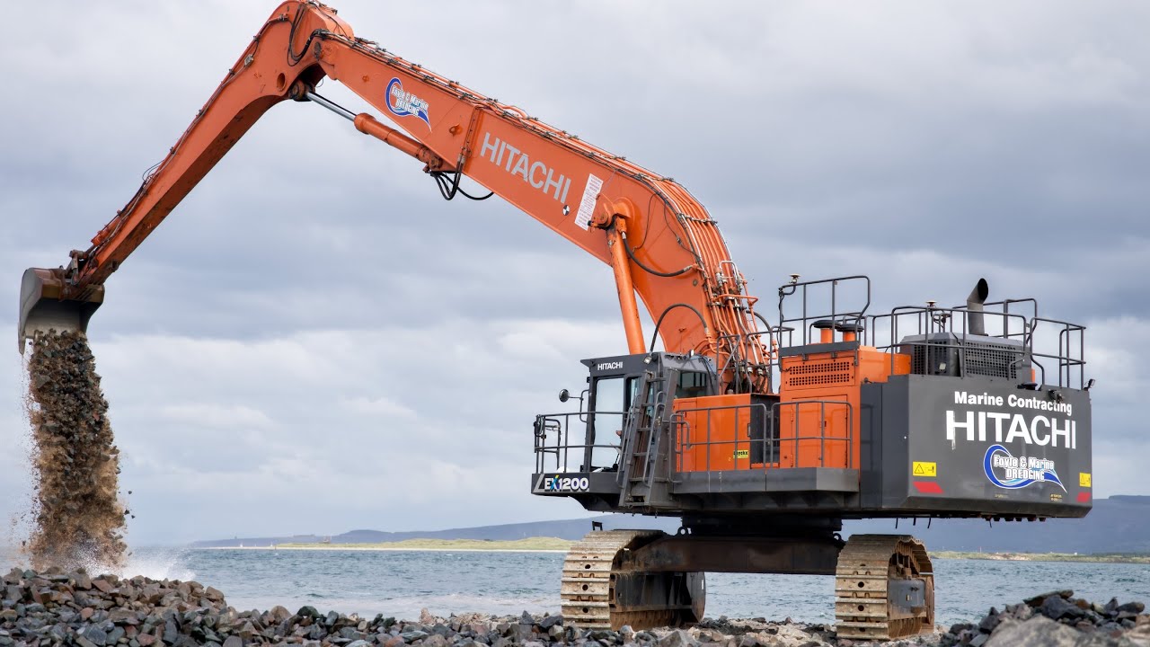 Hitachi EX1200 Building a Breakwater
