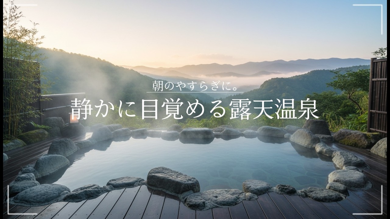 【環境音・ASMR】露天温泉で整う和風BGM｜朝のリラックス Japanese Relaxing BGM in Open-Air Onsen｜疲労回復・自律神経回復