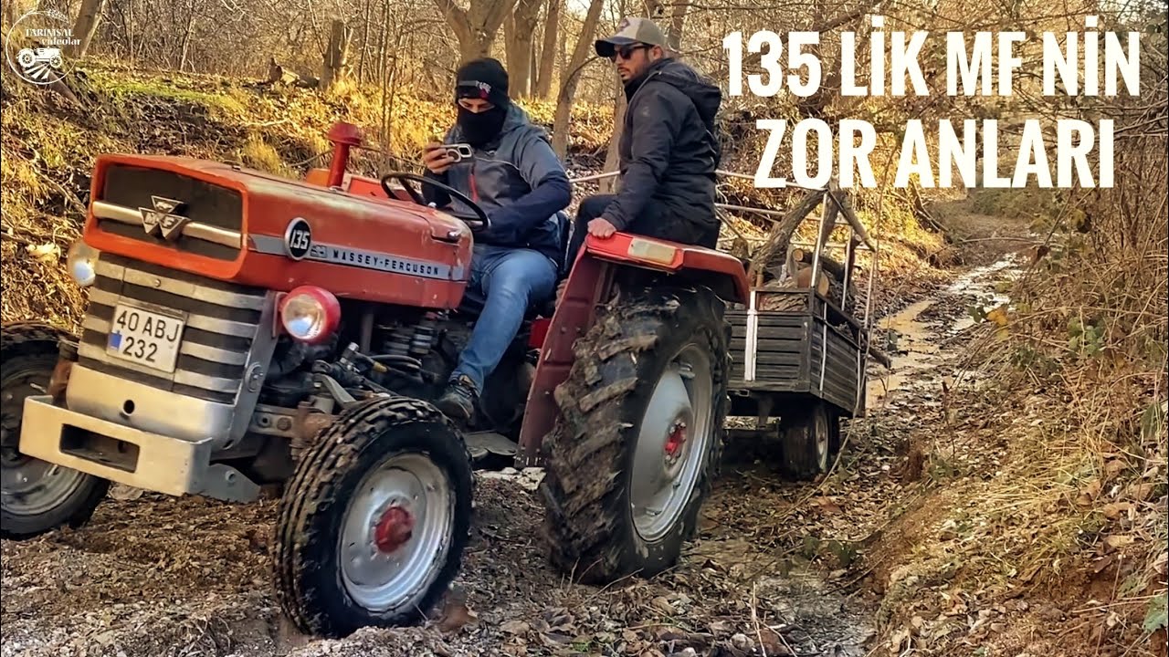 135 LİK MASSEY FERGUSON İLE KÖYDE ODUN GETİRMEYE GİTTİK. MF Römorku Zor Çıkarttı #masseyferguson135