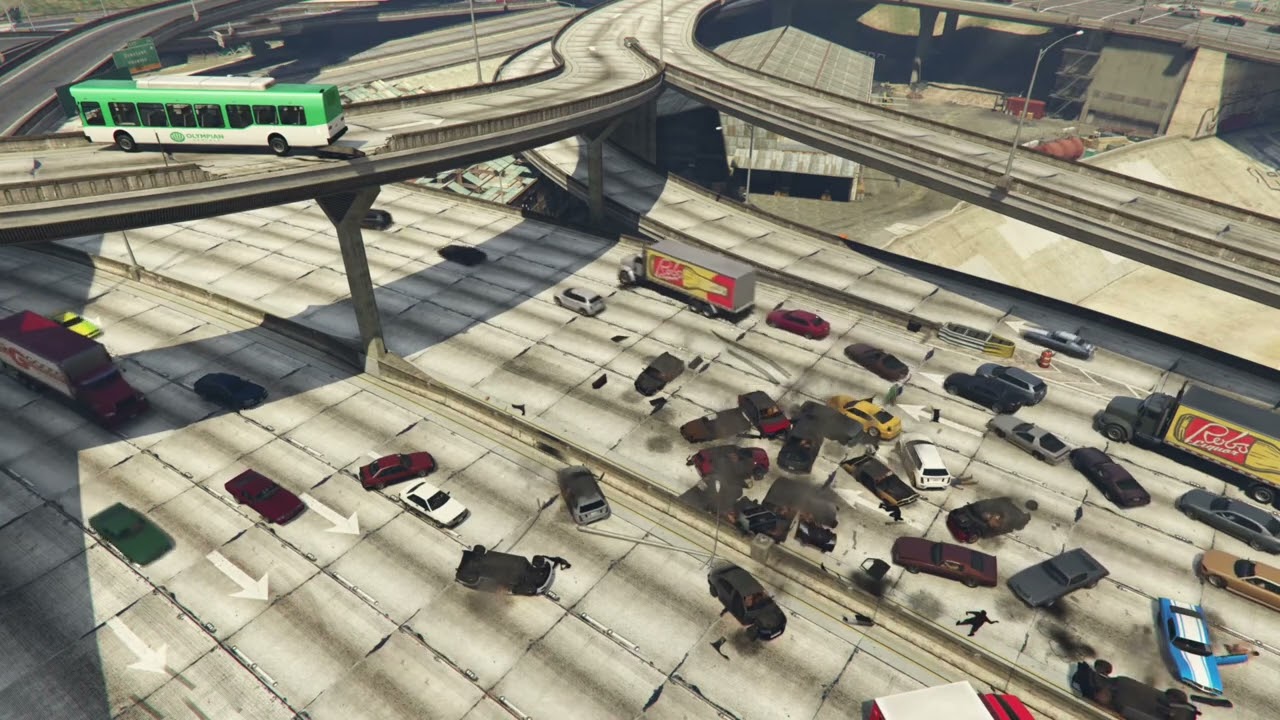GTA 5 NPC Troll - Block Highway with a Bus!