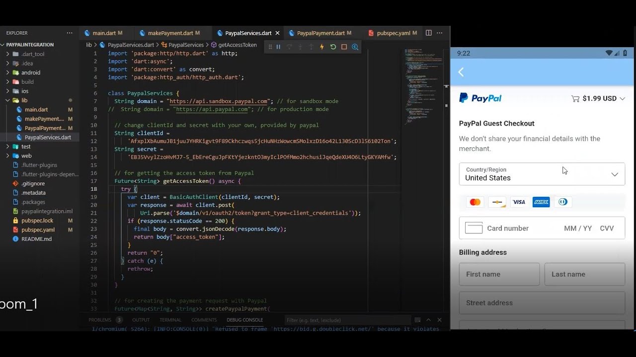 Flutter: Paypal Payments | Integrate PaypalGateway complete guide
