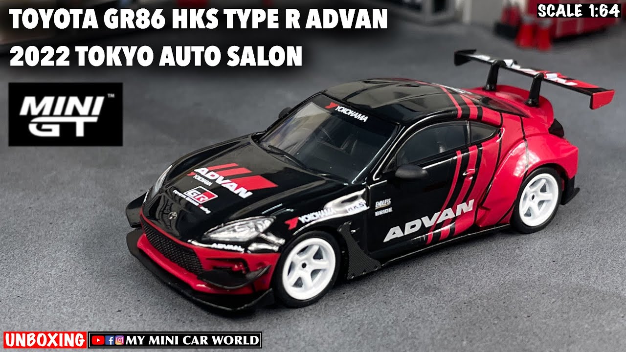 『MY MINI CAR WORLD』UNBOXING MINI GT 1/64 TOYOTA GR86 HKS TYPE R ADVAN - 2022 TOKYO AUTO SALON