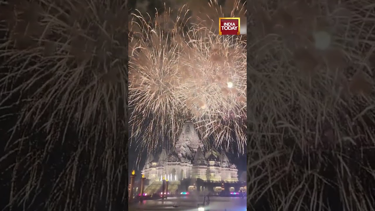 BAPS Swaminarayan Akshardham Temple in New Jersey Celebrates Diwali with Grand Fireworks Display