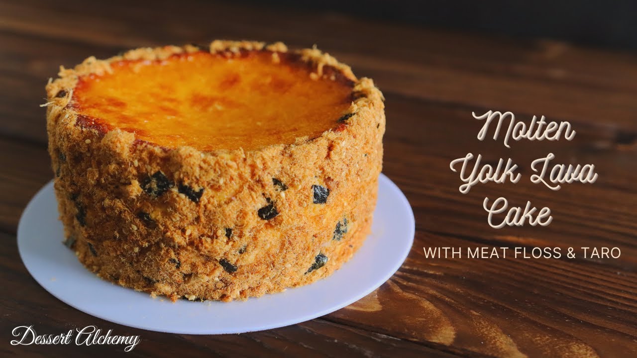 Molten Yolk Lava Cake with Meat Floss & Taro | 岩烧咸蛋黄芋泥肉松流心蛋糕 | Dessert Alchemy