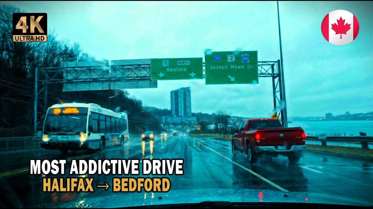 Halifax to Bedford Waterfront 2026 Rainy Drive 4K Nova Scotia | You’ll Wish It Was Your Daily Route🚗