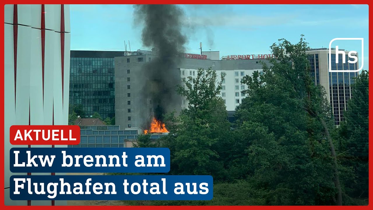 Brennender Lkw auf der B43 am Frankfurter Flughafen | hessenschau