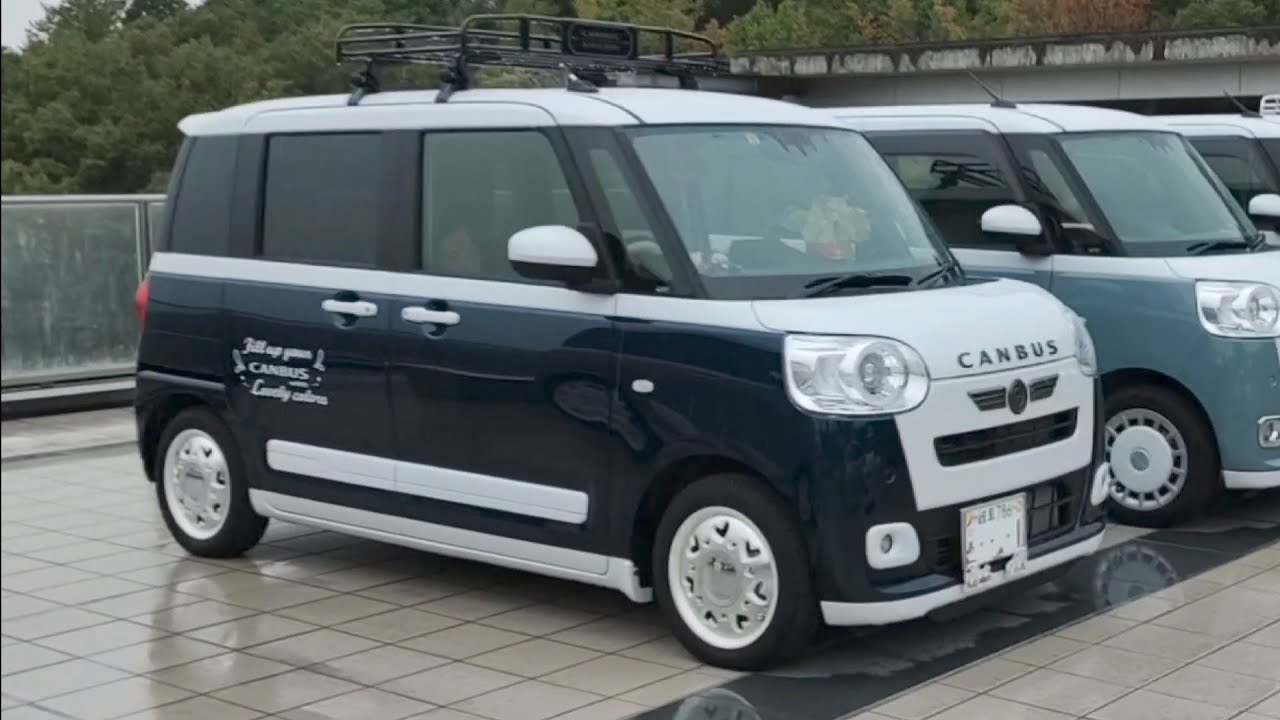 愛車ムーヴキャンバスLA850、ルーフキャリア等のオプション追加は黒目で統一、open canbus in Gifu LA860 move canbus