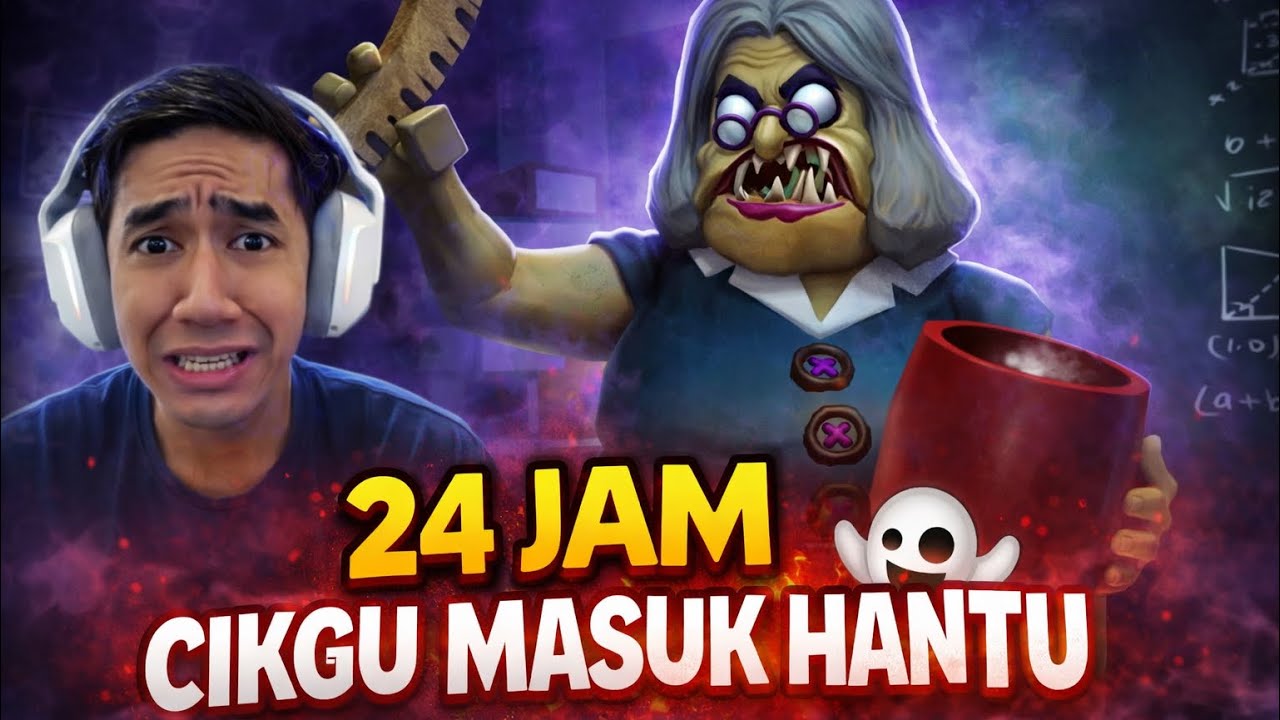 24 JAM CIKGU MASUK HANTU BULAN PUASA 😱 MEGA SCHOOL ESCAPE OBBY 😂