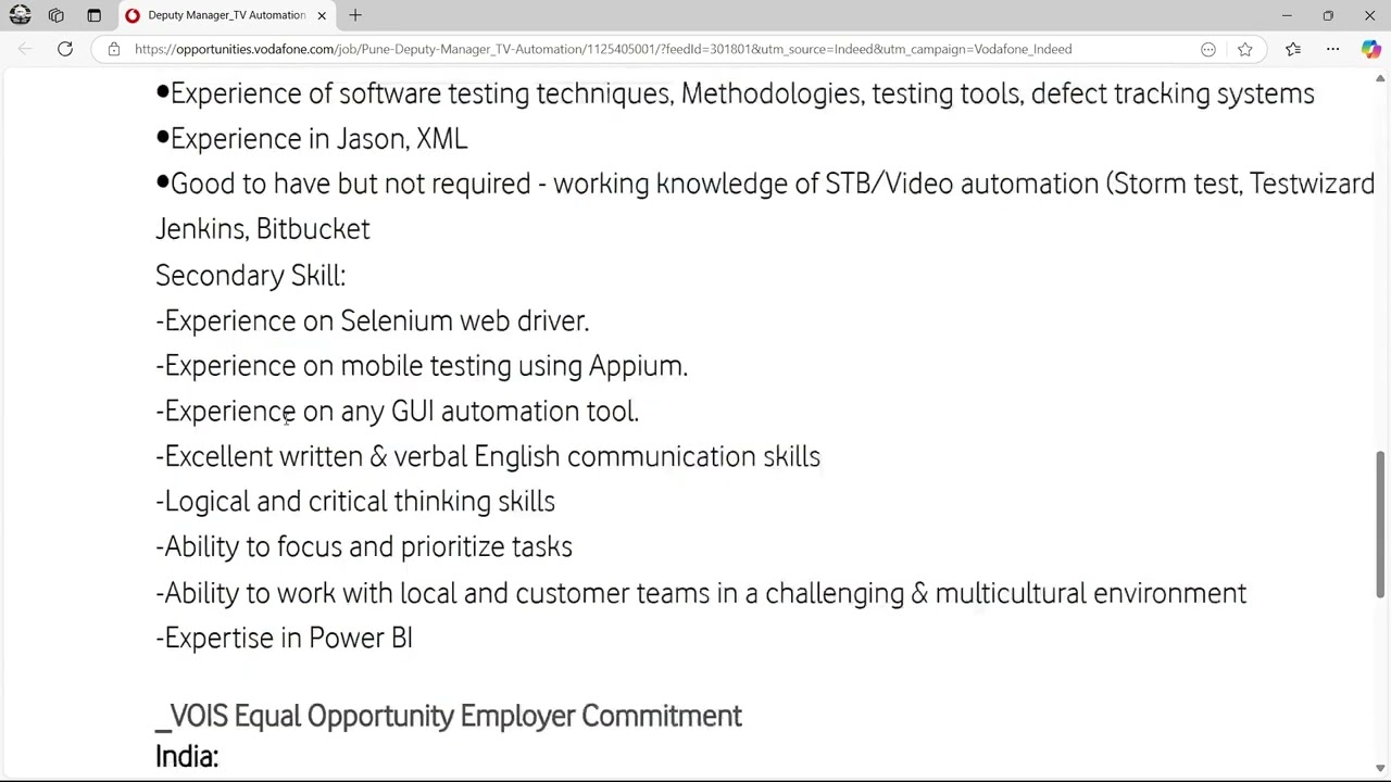 Vodafone is Hiring for Deputy Manager_TV Automation