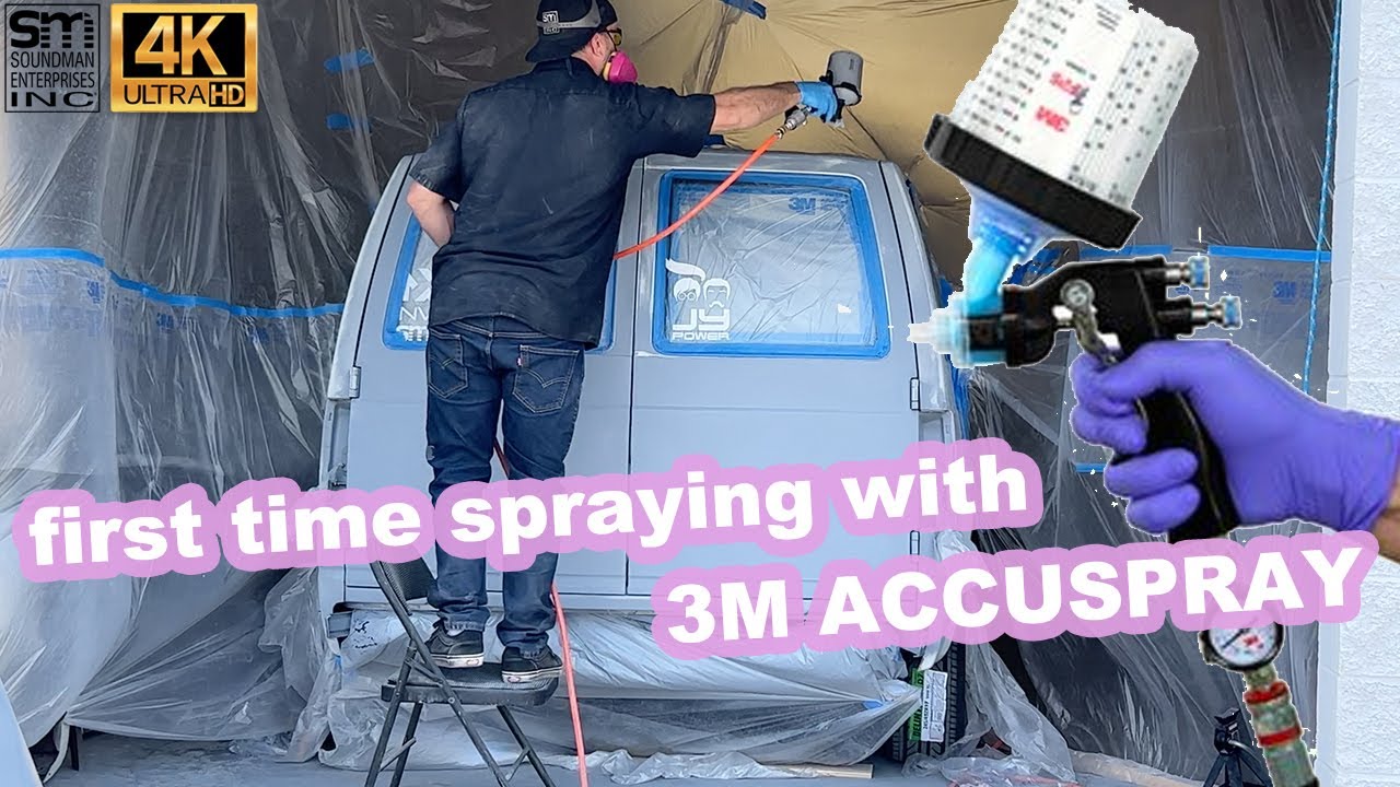 EPOXY SPRAY REAR DOORS AND JAMS WITH 3M ACCUSPRAY, paint gun system