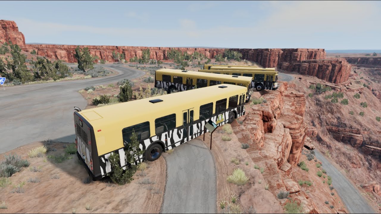 BeamNG drive Dangerous Offroad Bus Crash Test