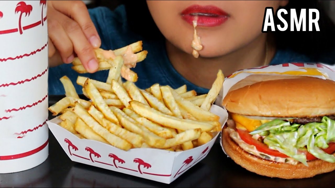 ASMR In-N-Out Cheeseburger, Fries and Spread EATING SOUND MUKBANG