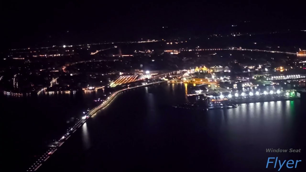 Amazingly clear night flying over Vicenza and Padova while landing in Venice - Lufthansa A321-200