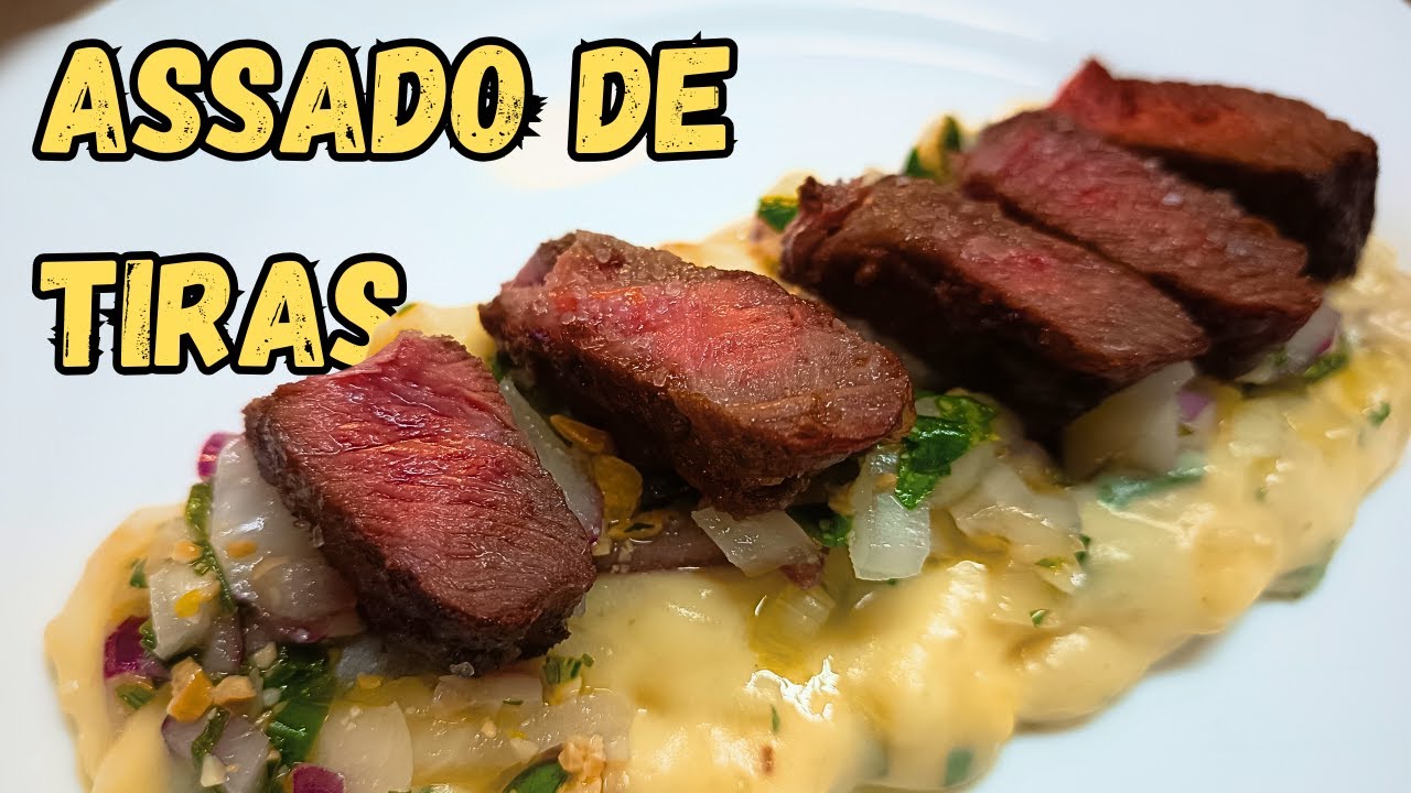 Assado de Tiras Perfeito com Creme de Mandioca Cremoso e gremolata - Segredos do Churrasco