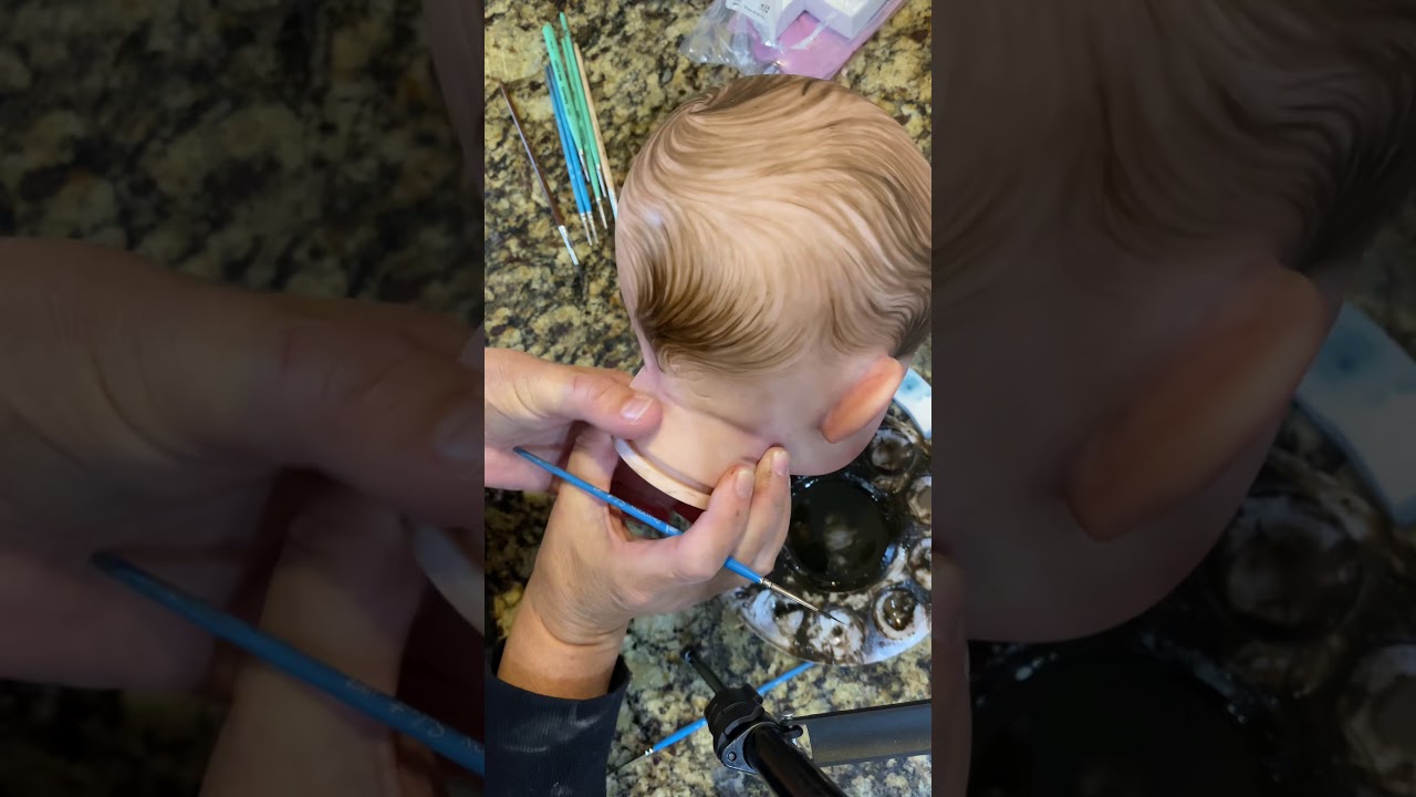 How to paint reborn hair demonstration, Prototype by Jannie de Lange, GHSP paints