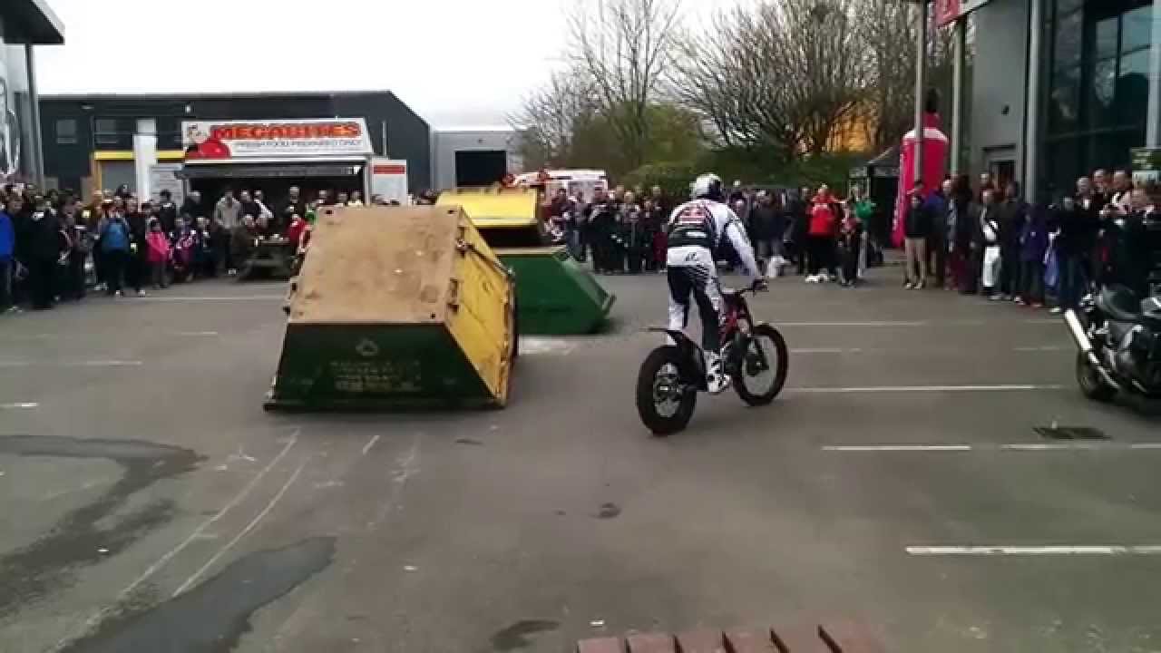 Dougie Lampkin at the Mega Motorcycle Store, Swindon, 2014