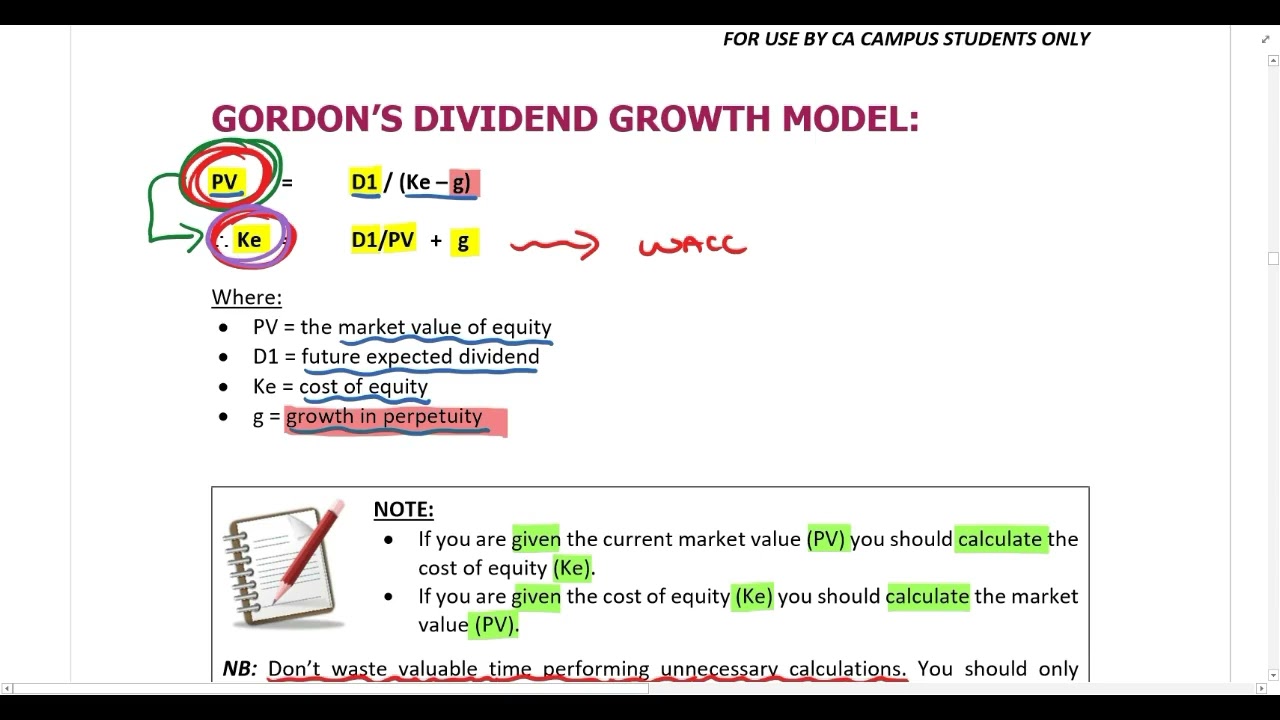 Cost of capital   Part 2   Cost of equity Gordon's dividend growth model including examples 3 1, 3 2