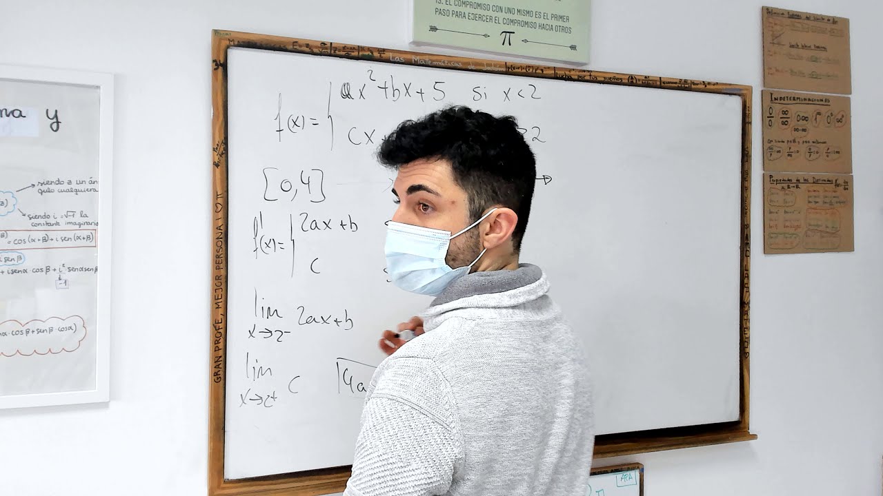 Calcular los valores de a,b,c para que la función cumpla las hipótesis del TEOREMA DE ROLLE