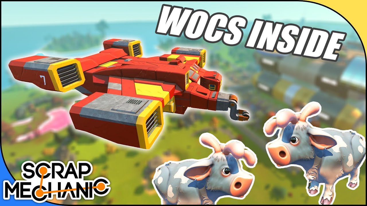 FLYING SPACESHIP IN SURVIVAL MODE FULL OF WOCS, Scrap Mechanic #217